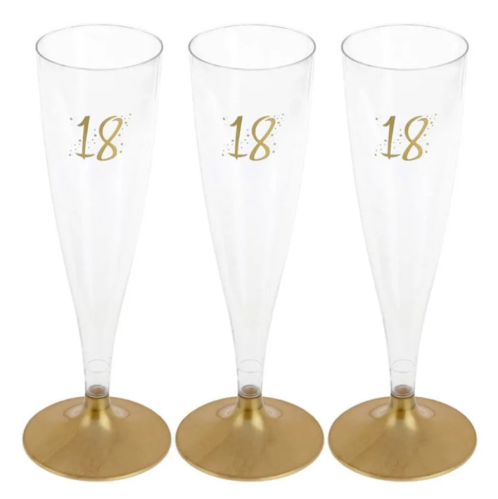 Champagneglas med guldfot 18 år 6-pack