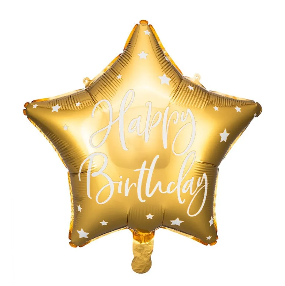 Folieballong Guld, Happy Birthday
