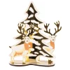 Juldekoration speglar - Gran och renar i guld 20 cm