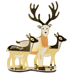 Juldekoration speglar - Renfamilj i guld 20 cm