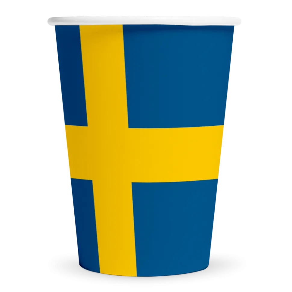 Pappmuggar Svenska Flaggan 8-pack