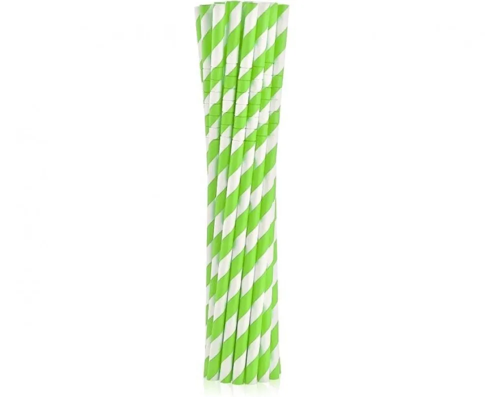 Pappsugrör - Randiga Gröna 12-pack
