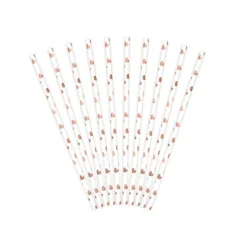Pappsugrör - Roséguldhjärtan 10-pack