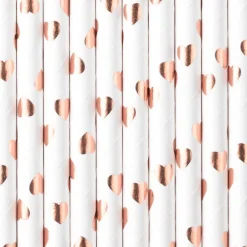 Pappsugrör - Roséguldhjärtan 10-pack