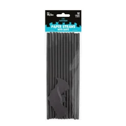 Pappsugrör Svarta Fladdermös 12-pack