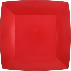 Papptallrikar Fyrkantiga 23 cm - Röda 10-pack