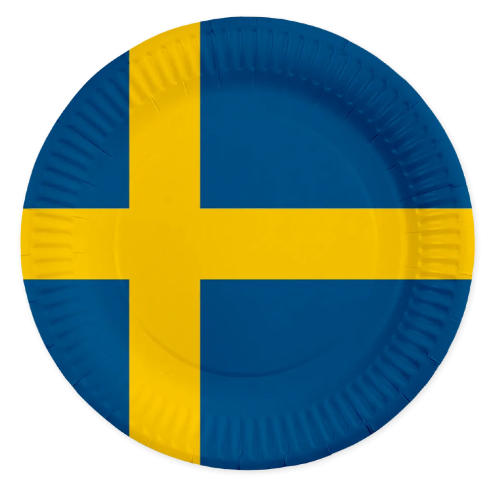 Papptallrikar Svenska Flaggan 8-pack