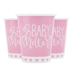 Pink Heart Babyshower - Pappmuggar 8-pack