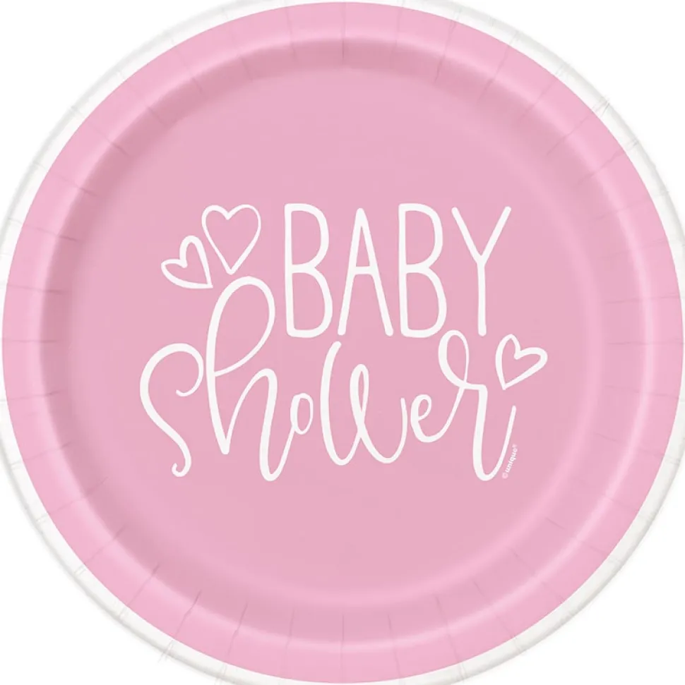 Pink Heart Babyshower - Tallrikar 8-pack
