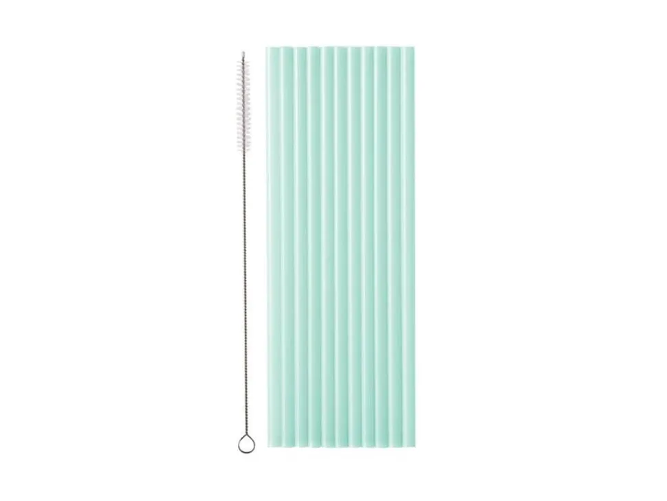 Plastsugrör, Pastellgröna 23 cm 12-pack