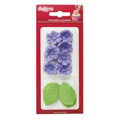 Sockerdekorationer Violer med blad 13-pack