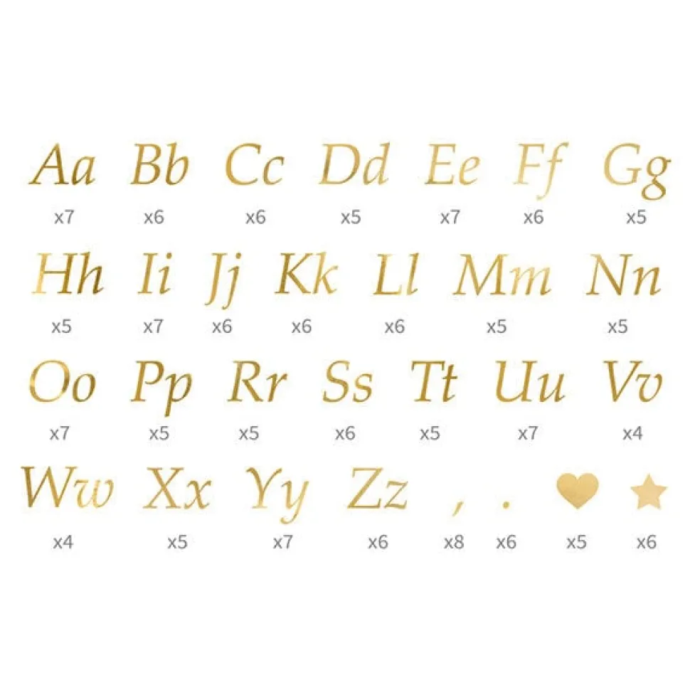Stickers bokstäver i guld