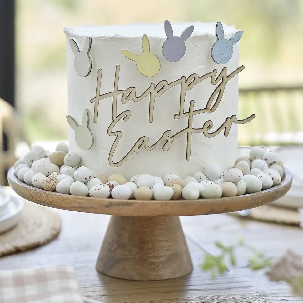 Tårtdekoration i trä - Happy Easter