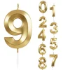 Tårtljus guldmetallic siffra 0-9