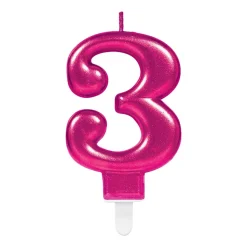 Tårtljus i rosa metallic 0-9