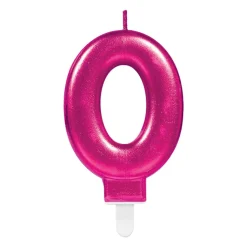 Tårtljus i rosa metallic 0-9